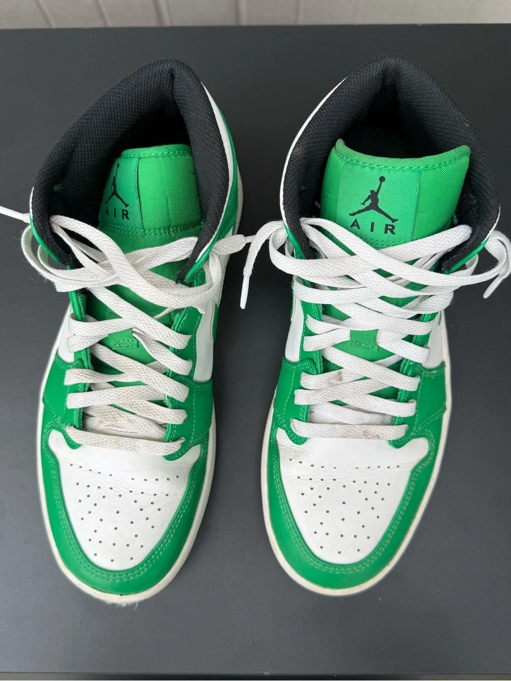 Nike Air Jordan Mid Shoe Lucky Green White Basketball Sneaker sz 9 Jordans Mids